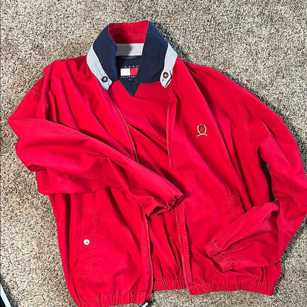 Tommy Hilfiger Red Jacket with Navy Collar